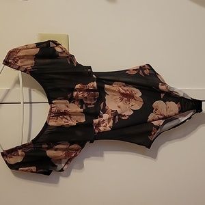 XL, black and flowers off the shoulder blouse
